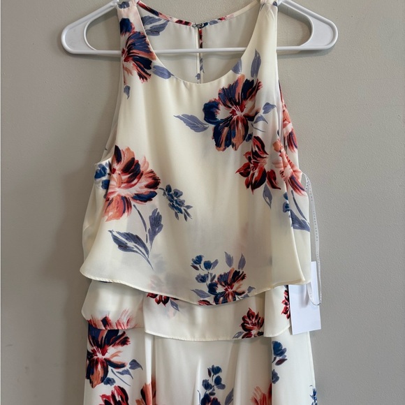 Cottagecore Spring Floral Midi White,‎ Pink blue sleeveless dress Small Medium - Picture 13 of 13